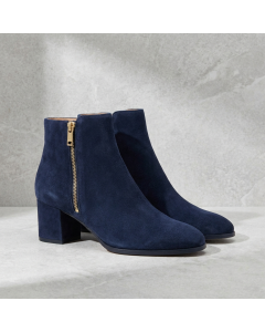 Navy Blue Suede Ankle Boots