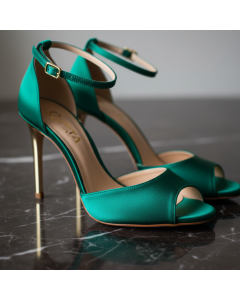 Emerald Green Satin High Heels